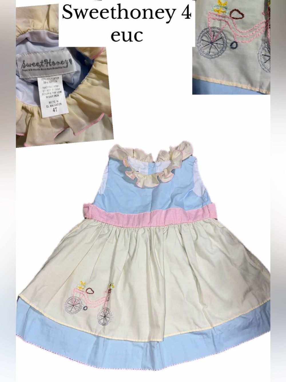 Sweethoney vintage bicycle embroidered dress